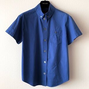 Louis Vuitton logo embroidered blue cotton button down